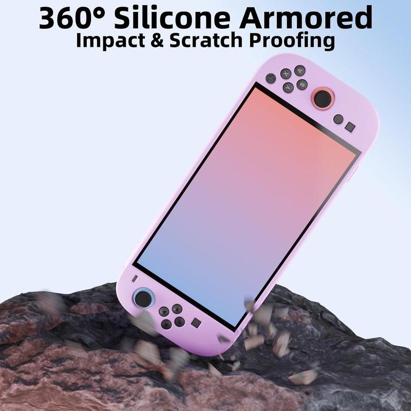 DAIERTEK Rubber Protector Case Compatible with Nintendo Switch 2 2025 Purple Silicone Cover Soft Shell Switch2 Accessories for Girl Boy Kid - Image 3